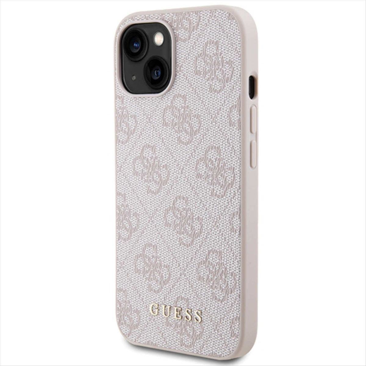 GUESS 4G Metal Gold Apple, Hülle, 15 iPhone Backcover, Design Pink Logo Plus
