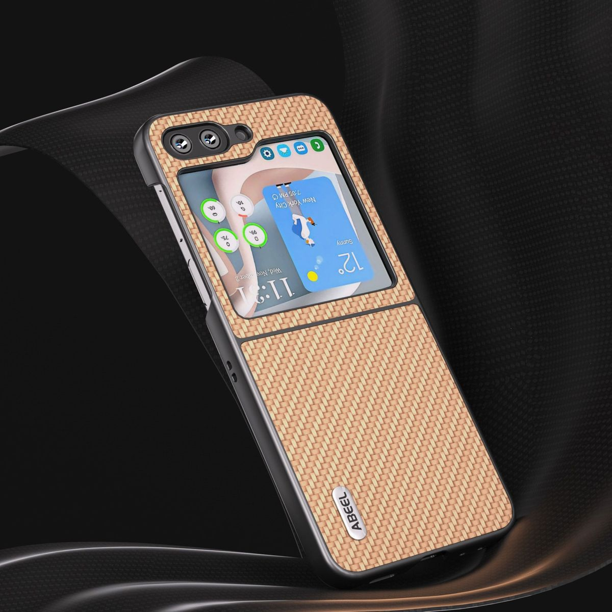 WIGENTO Galaxy Textur Hülle, Gelb Samsung, Carbon Flip5 5G, Backcover, Design Z