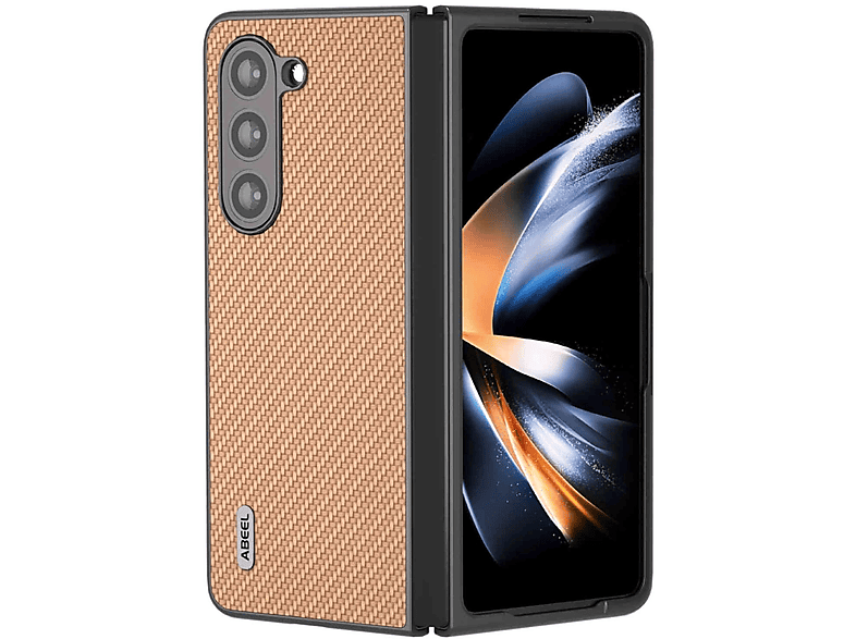 WIGENTO Design Carbon Textur Hülle, Backcover, Samsung, Galaxy Z Fold5 5G, Gelb