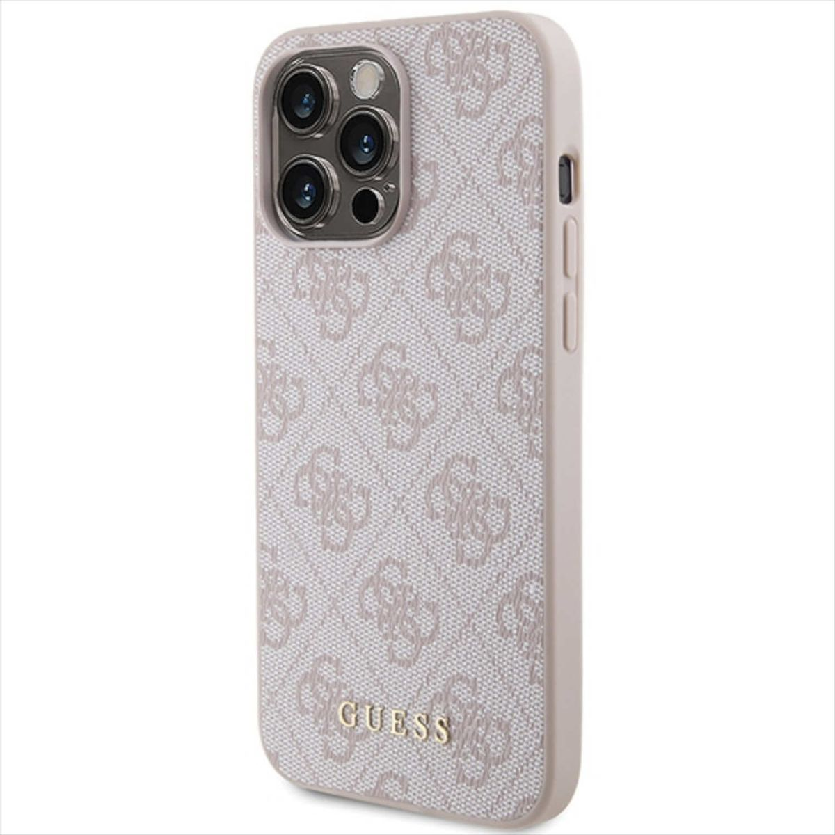 Design Hülle, Metal Pink Gold Apple, GUESS 15 Logo Pro Max, iPhone 4G Backcover,