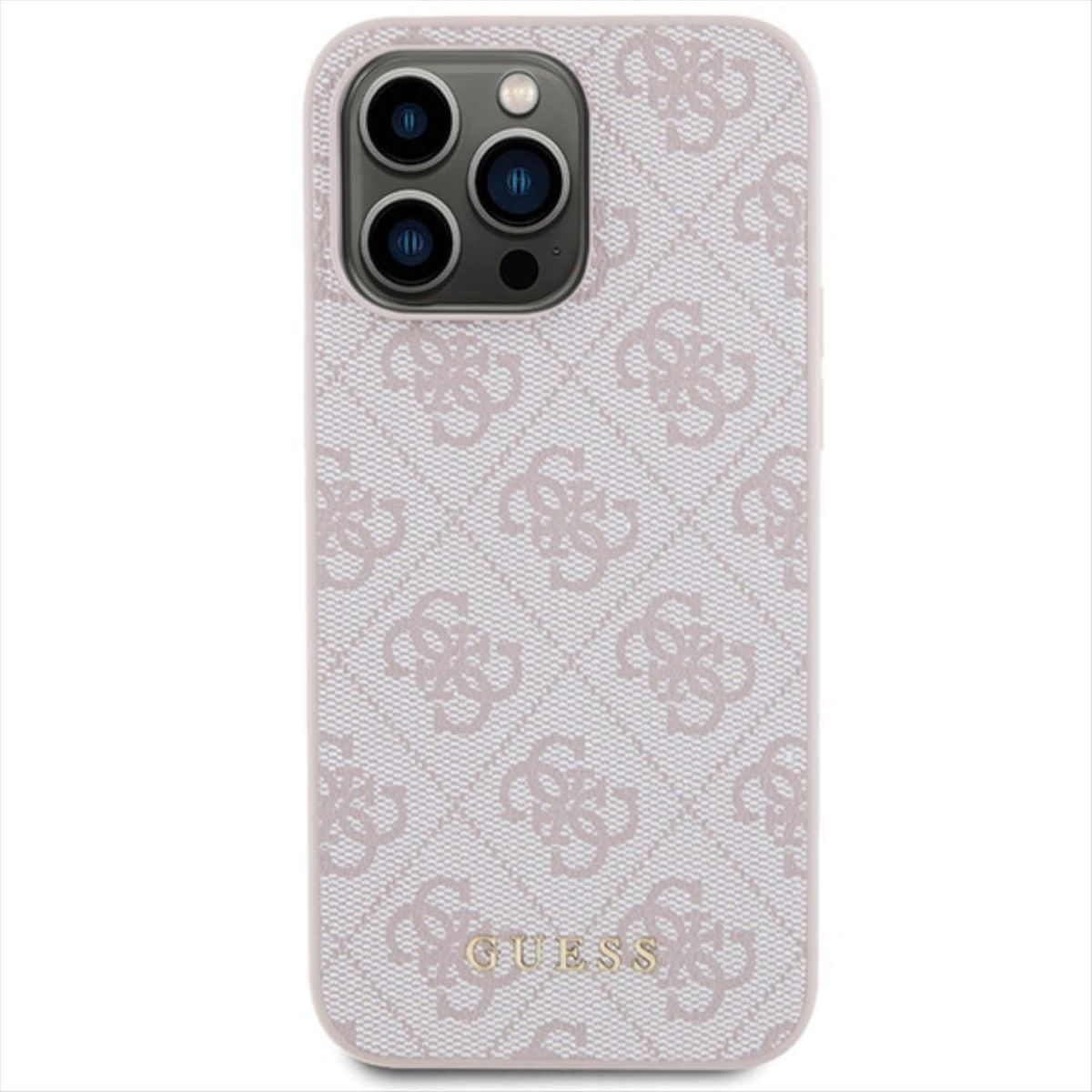 Design Hülle, Metal Pink Gold Apple, GUESS 15 Logo Pro Max, iPhone 4G Backcover,