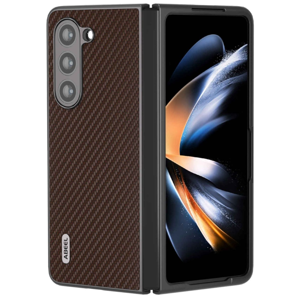 WIGENTO Fold5 Galaxy Backcover, Carbon Textur Samsung, Hülle, Design 5G, Dunkelbraun Z