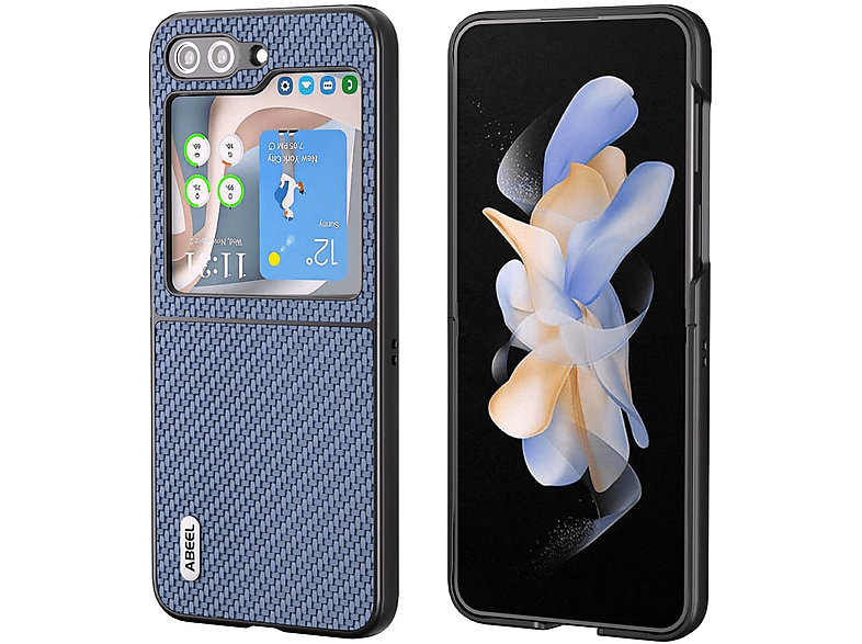Carbon 5G, Samsung, Hülle, Z Textur WIGENTO Hellblau Flip5 Galaxy Design Backcover,