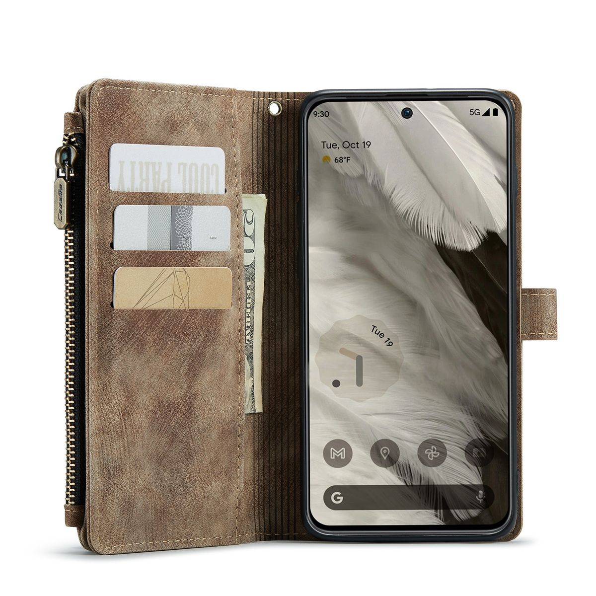 Full Braun Tasche Google, 8, Pixel WIGENTO & Multifunktion Cover, Geldbörse,
