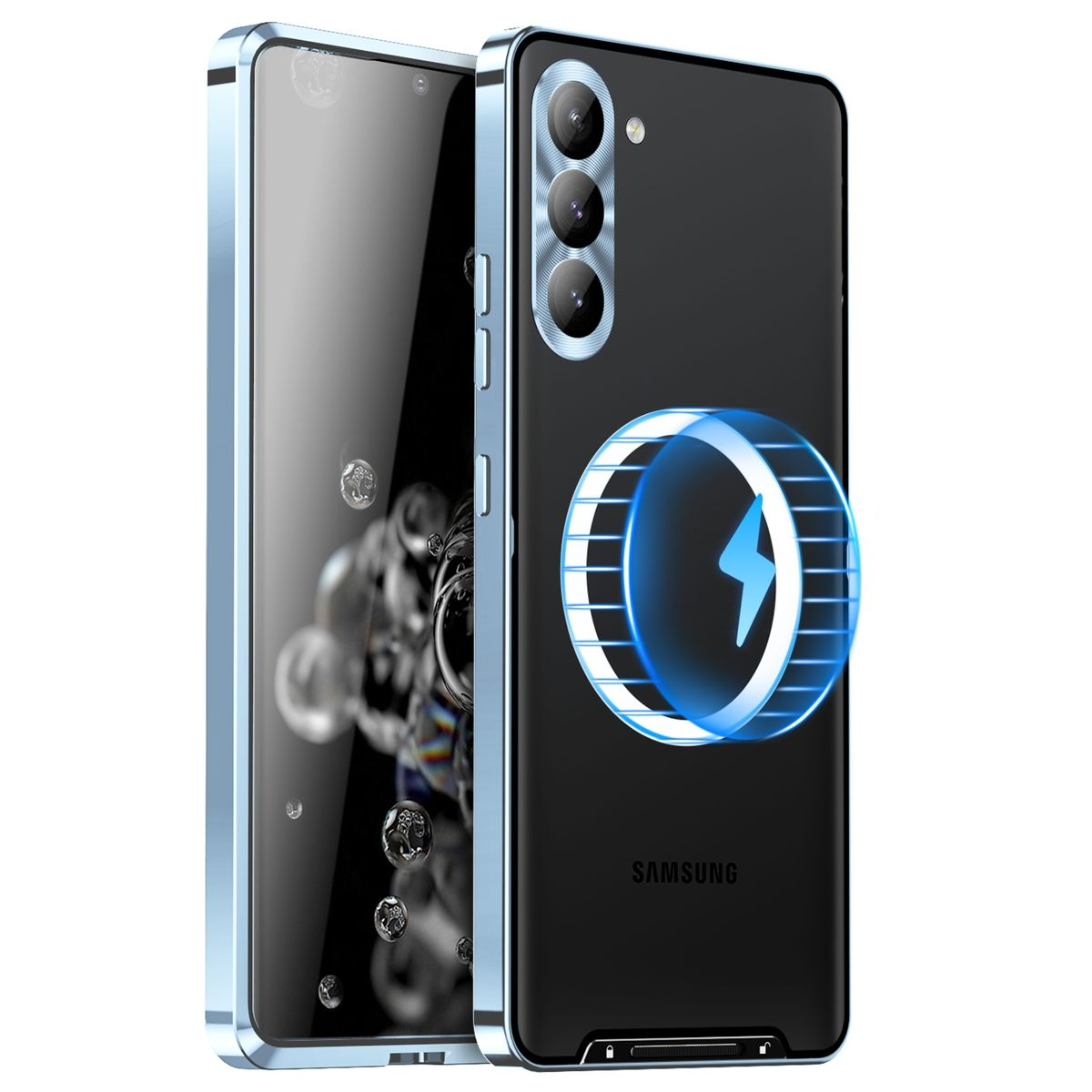 S23 Metall Samsung, Blau FE Magsafe Backcover, WIGENTO Design Hülle, Galaxy 5G,