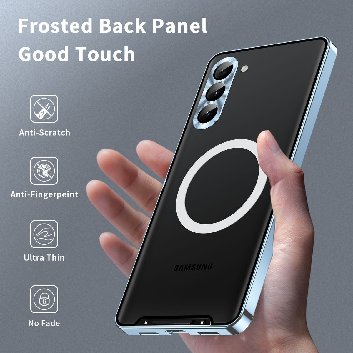 WIGENTO Magsafe FE 5G, Backcover, Metall Galaxy Blau Hülle, Design S23 Samsung