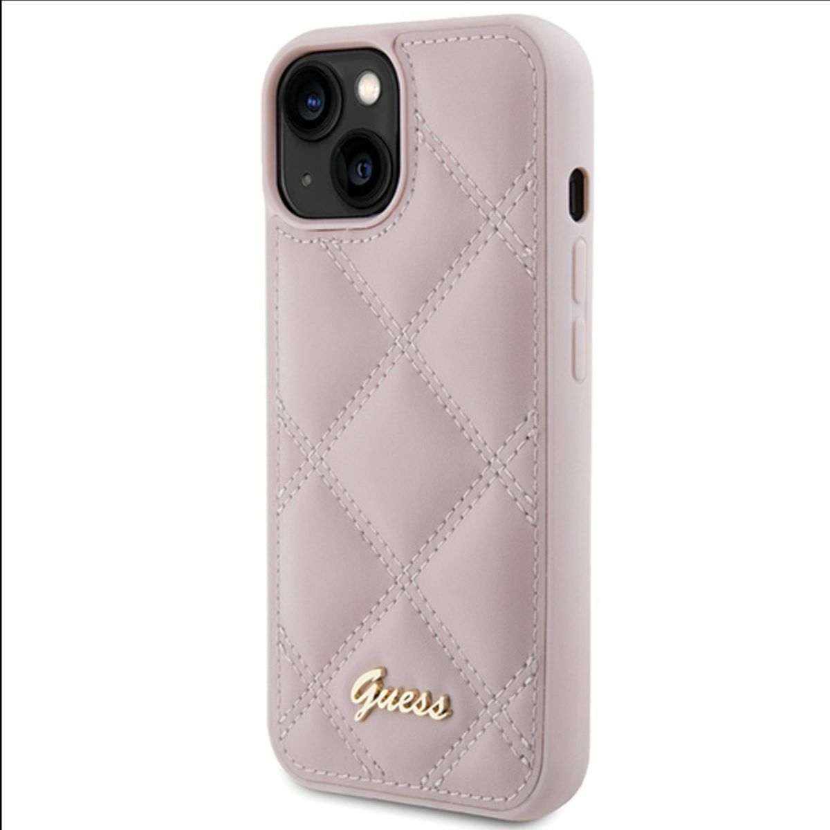 GUESS Quilted Metal Logo Apple, Design Backcover, 15, Hülle, Pink iPhone