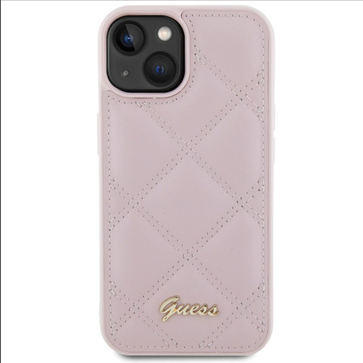 Quilted Logo iPhone Design Metal GUESS Pink 15, Backcover, Hülle, Apple,
