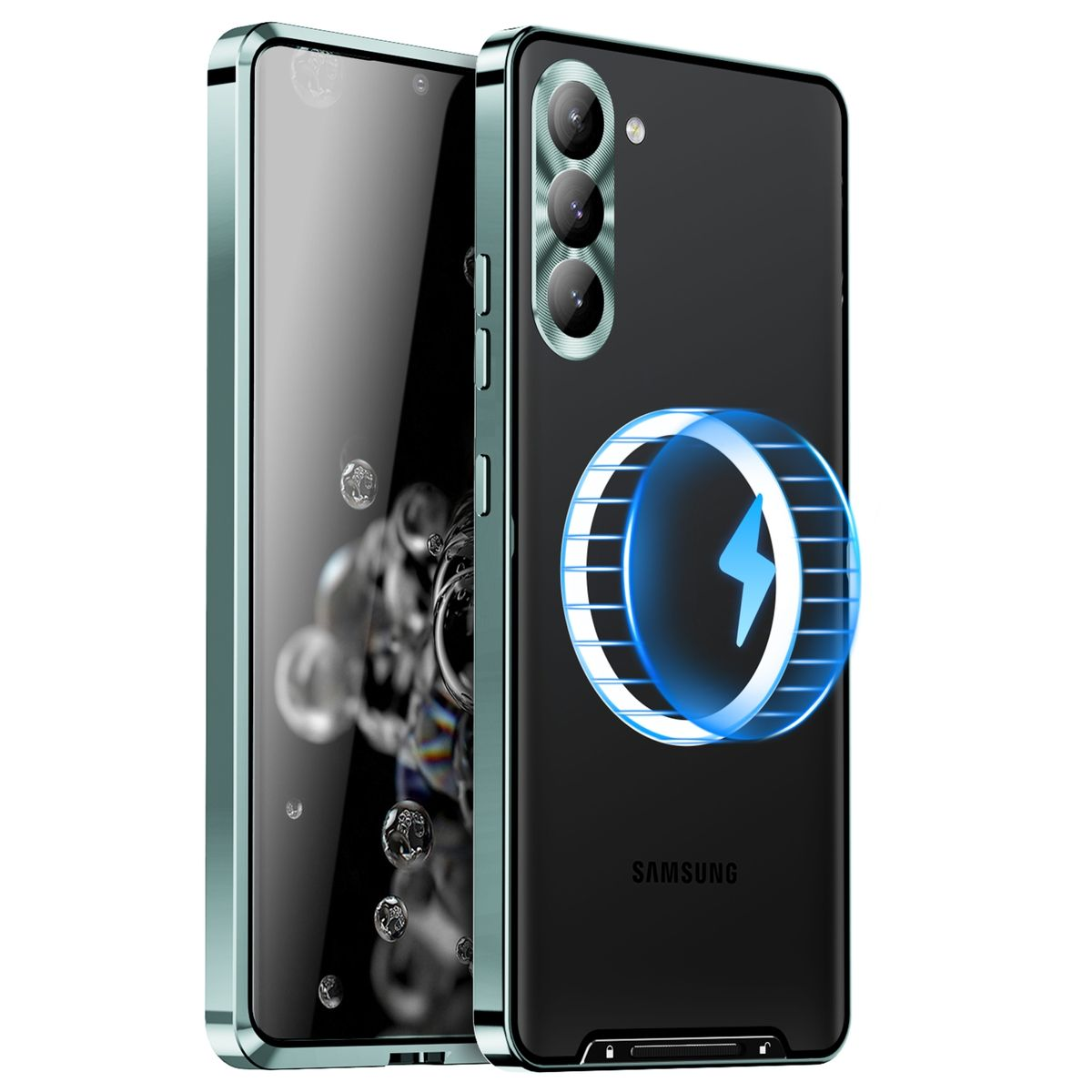 Samsung, FE Backcover, WIGENTO Grün S23 Hülle, 5G, Galaxy Metall Design Magsafe