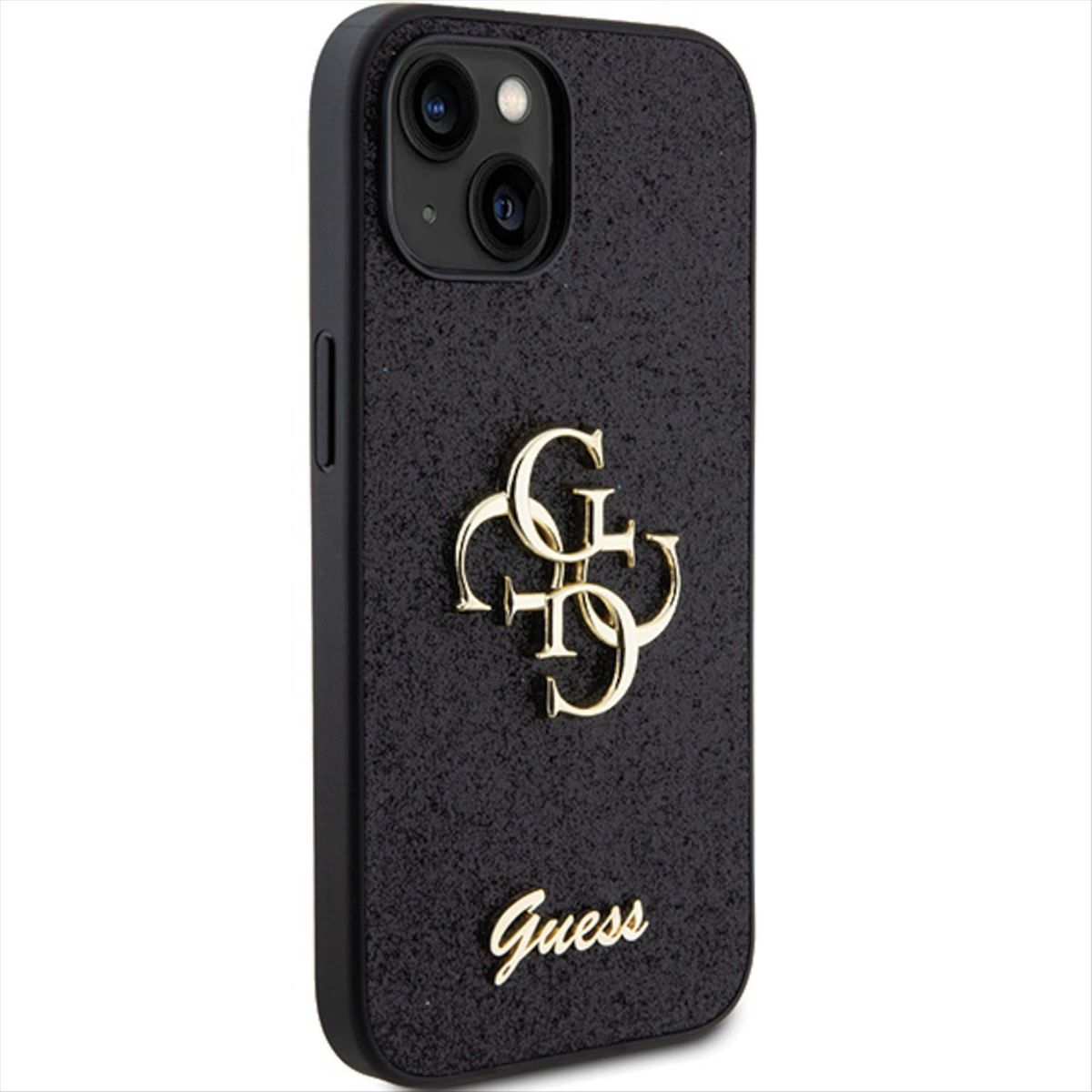 15 4G GUESS Schwarz Script Apple, Glitter Backcover, iPhone Plus, Design Big Hülle,