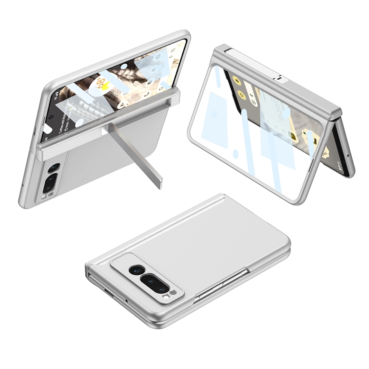 WIGENTO Cover, Design Hülle Fold, Displayschutz, Premium Full Weiß Pixel Magnet Google, mit