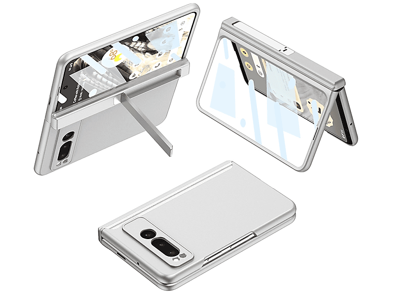 WIGENTO Premium Magnet Design Hülle mit Displayschutz, Full Cover, Google, Pixel Fold, Weiß
