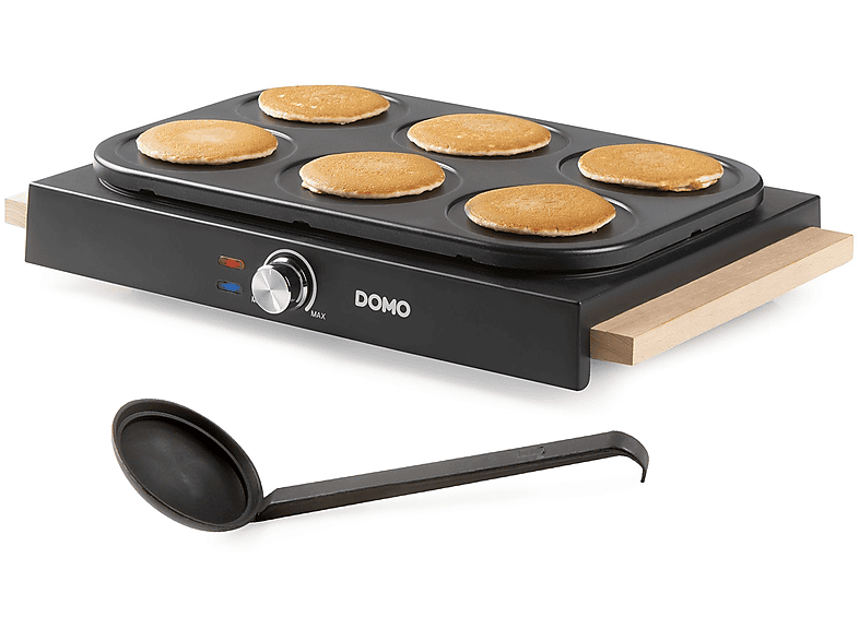 DOMO Crêpes Maschine 6 integrierte Formen Ø11cm Crêpe Maker Schwarz