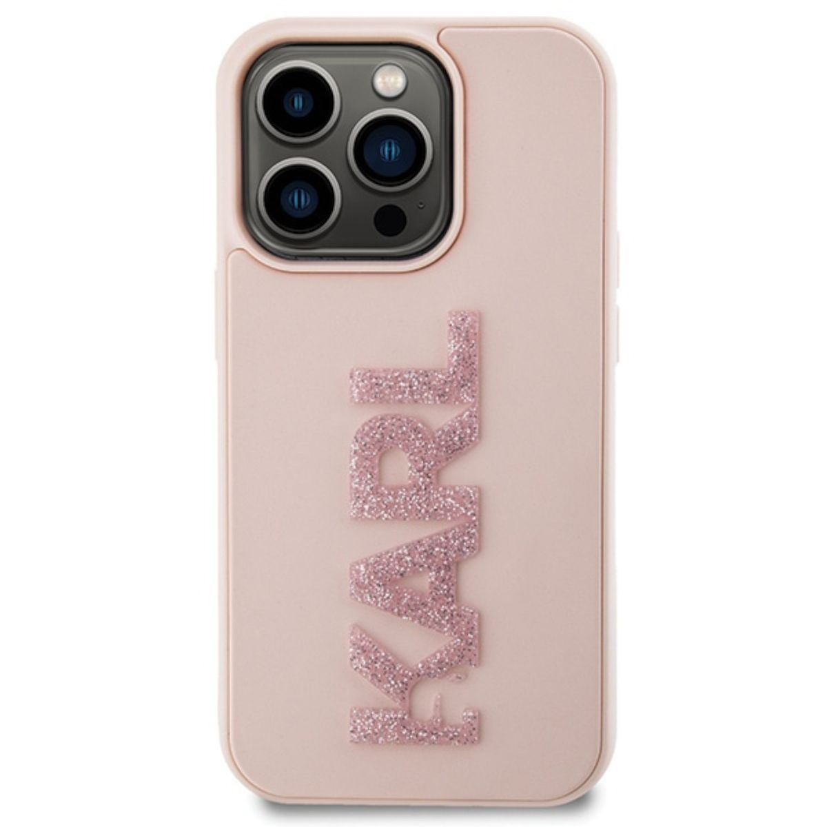 KARL LAGERFELD Design Backcover, Logo Apple, Pro Pink Max, 15 Rubber iPhone Glitter 3D Hülle