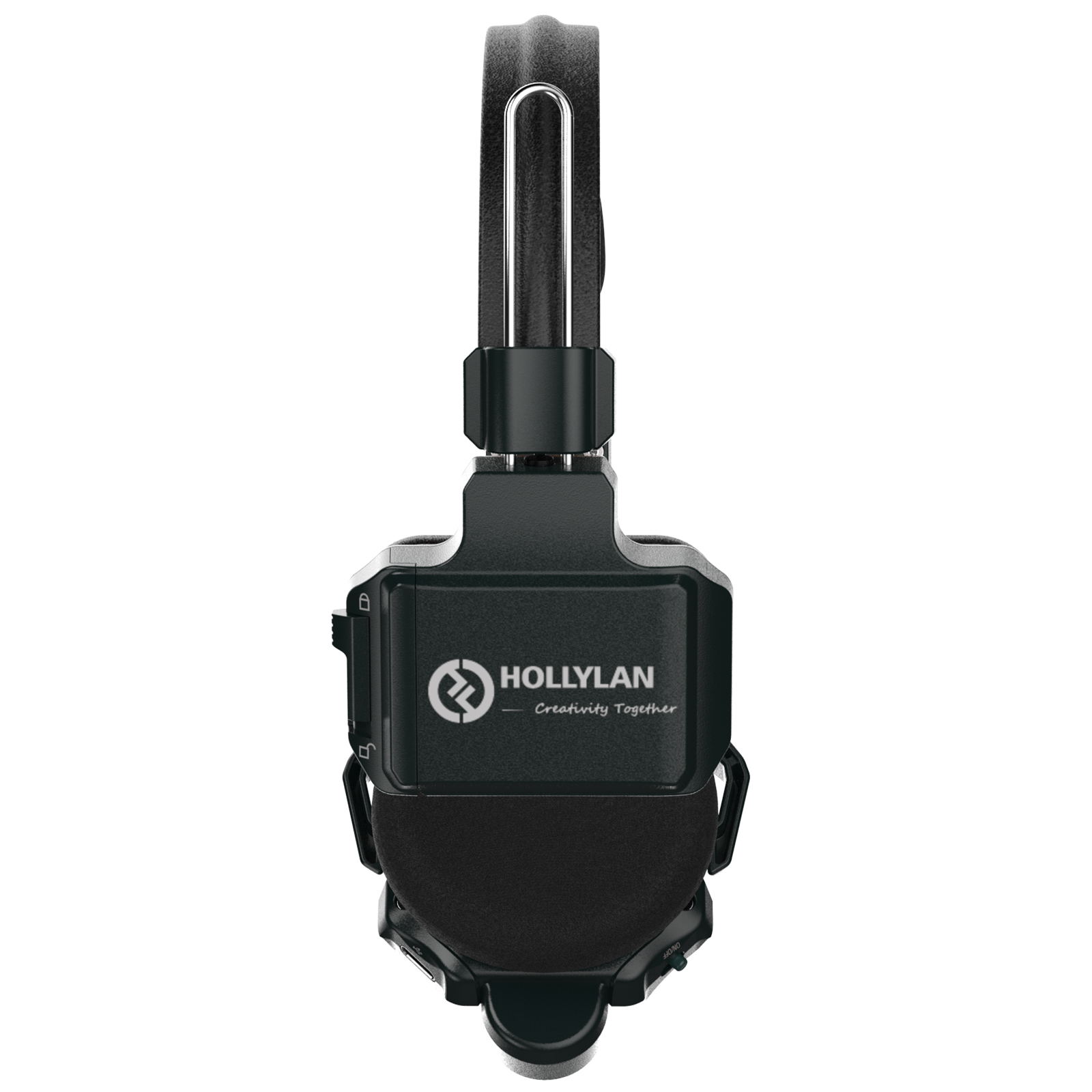 Auriculares negros sobre la oreja con logotipo en el lateral y diadema negra.
