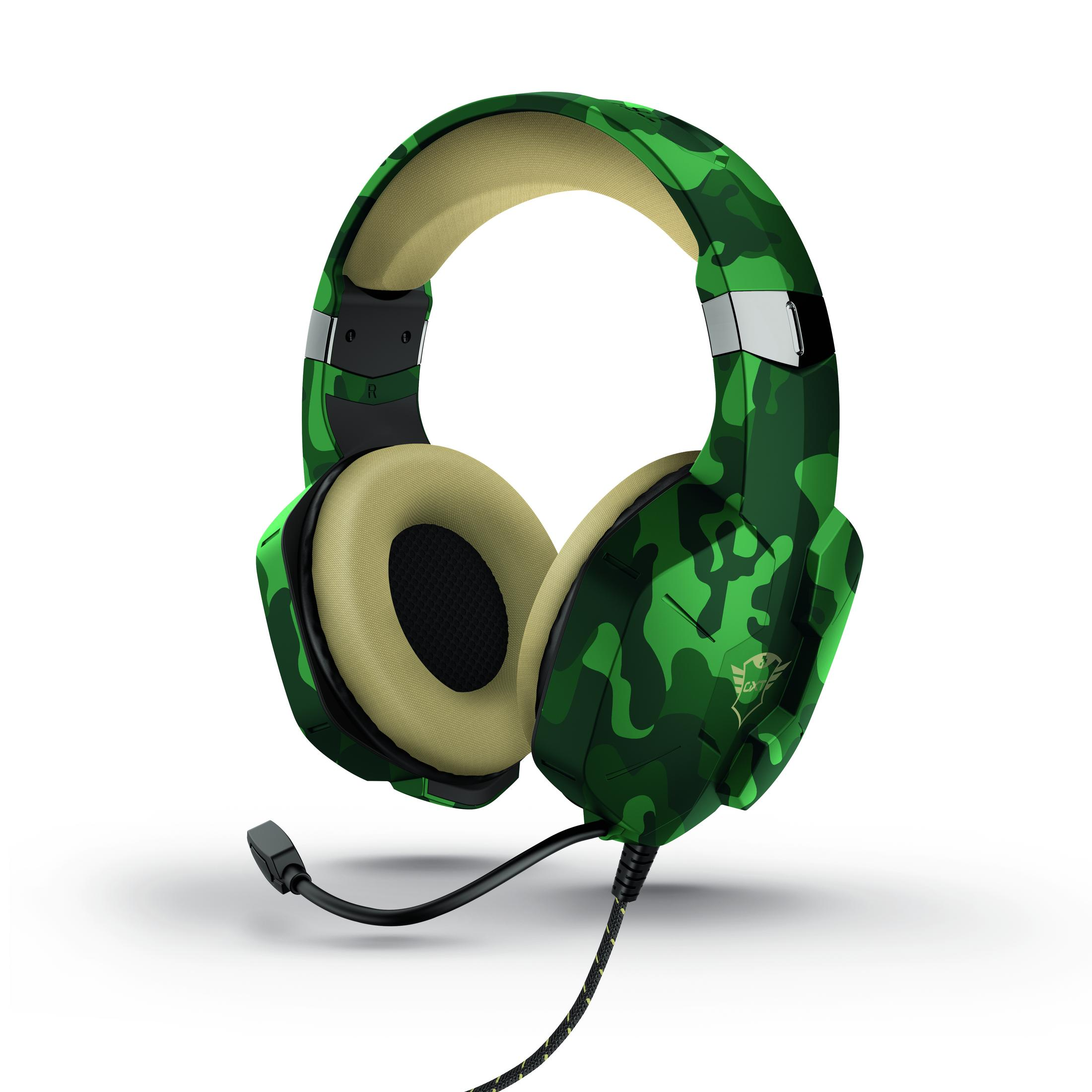 TRUST 24319 GXT323C CARUS GAMING Camouflage Grün Headset JUNGLE CAMO, In-ear Gaming
