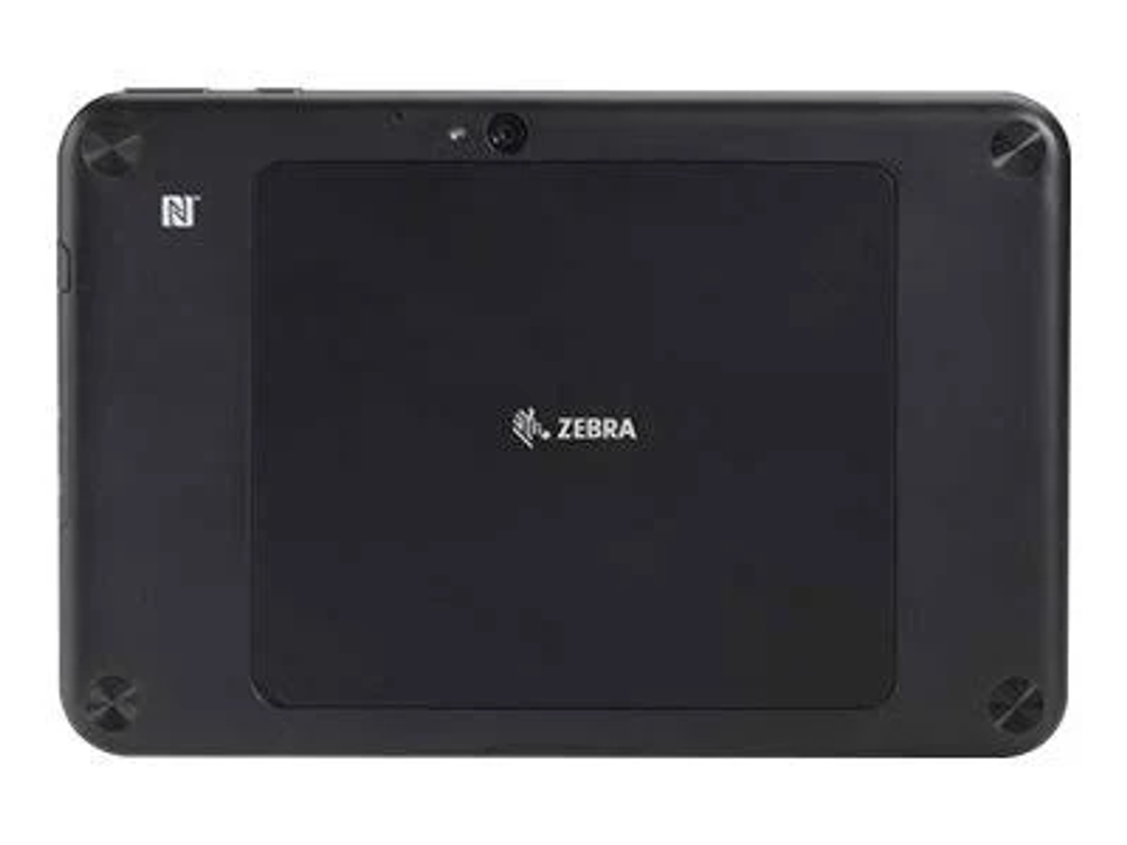 Un tablet nero con il logo ZEBRA e una fotocamera. Il retro del tablet è visibile.
