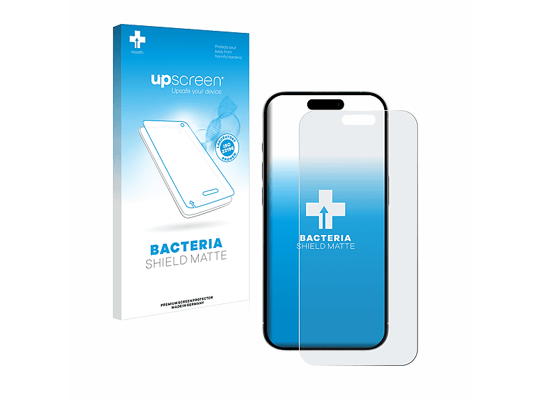 UPSCREEN antibakteriell entspiegelt matte Schutzfolie(für Apple iPhone 15 Pro Max)