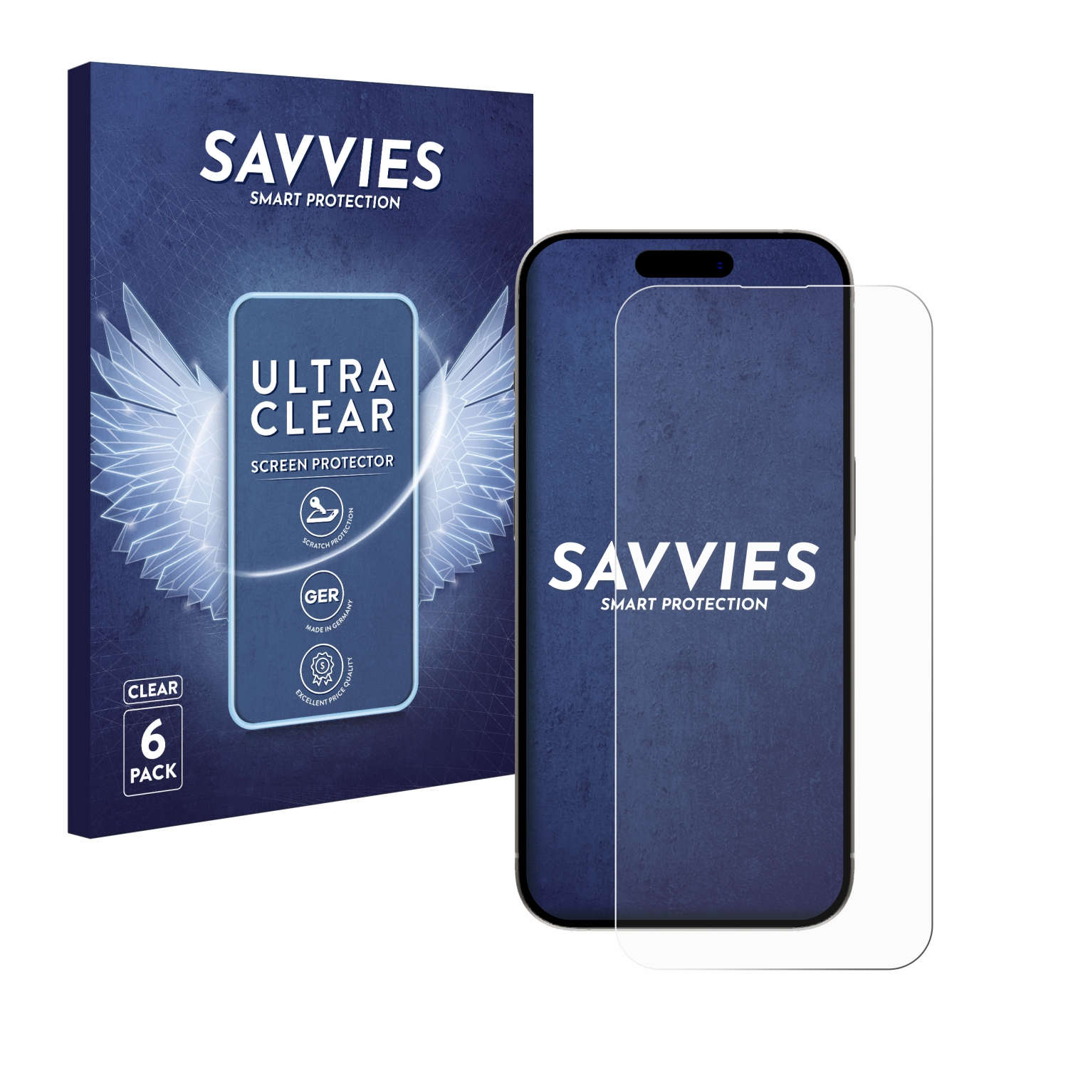 6x klare Schutzfolie(für SAVVIES Apple iPhone Max) 15 Pro