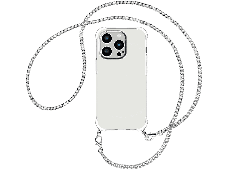 MTB MORE ENERGY Umhänge-Hülle mit Metallkette, Umhängetasche, Apple, iPhone 15 Pro Max, Kette (silber)