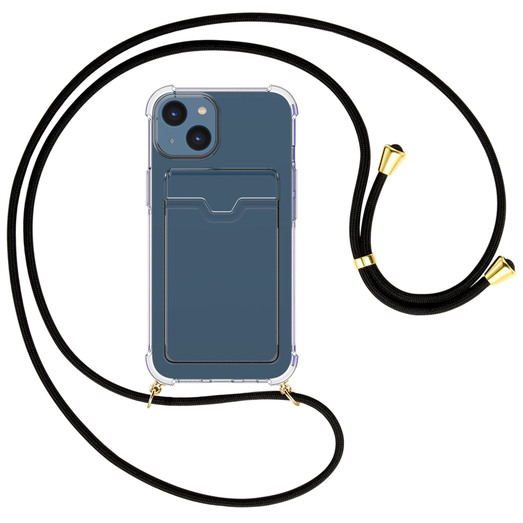 MTB 15, iPhone Schwarz Kartenfach, Umhängetasche, Umhänge-Hülle Apple, mit MORE / gold ENERGY