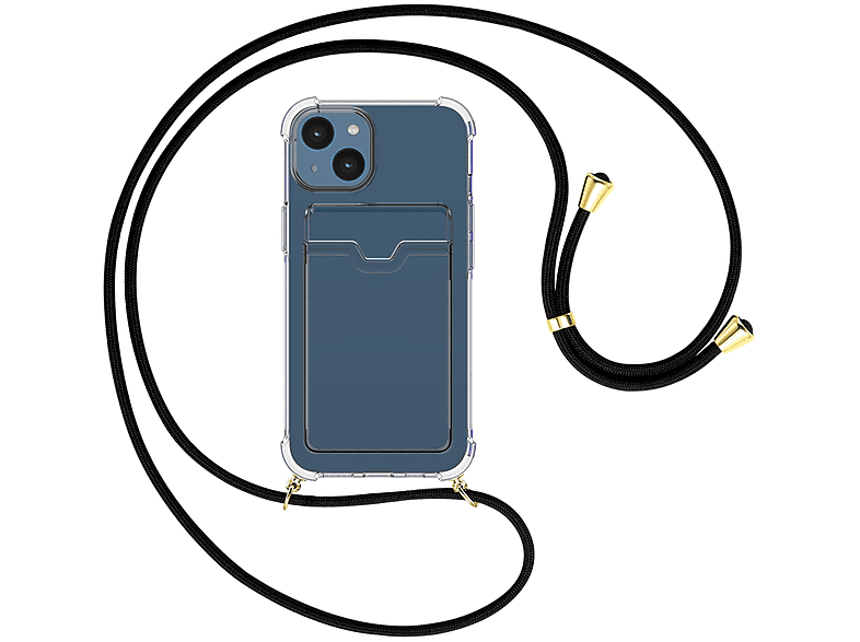 MTB 15, iPhone Schwarz Kartenfach, Umhängetasche, Umhänge-Hülle Apple, mit MORE / gold ENERGY
