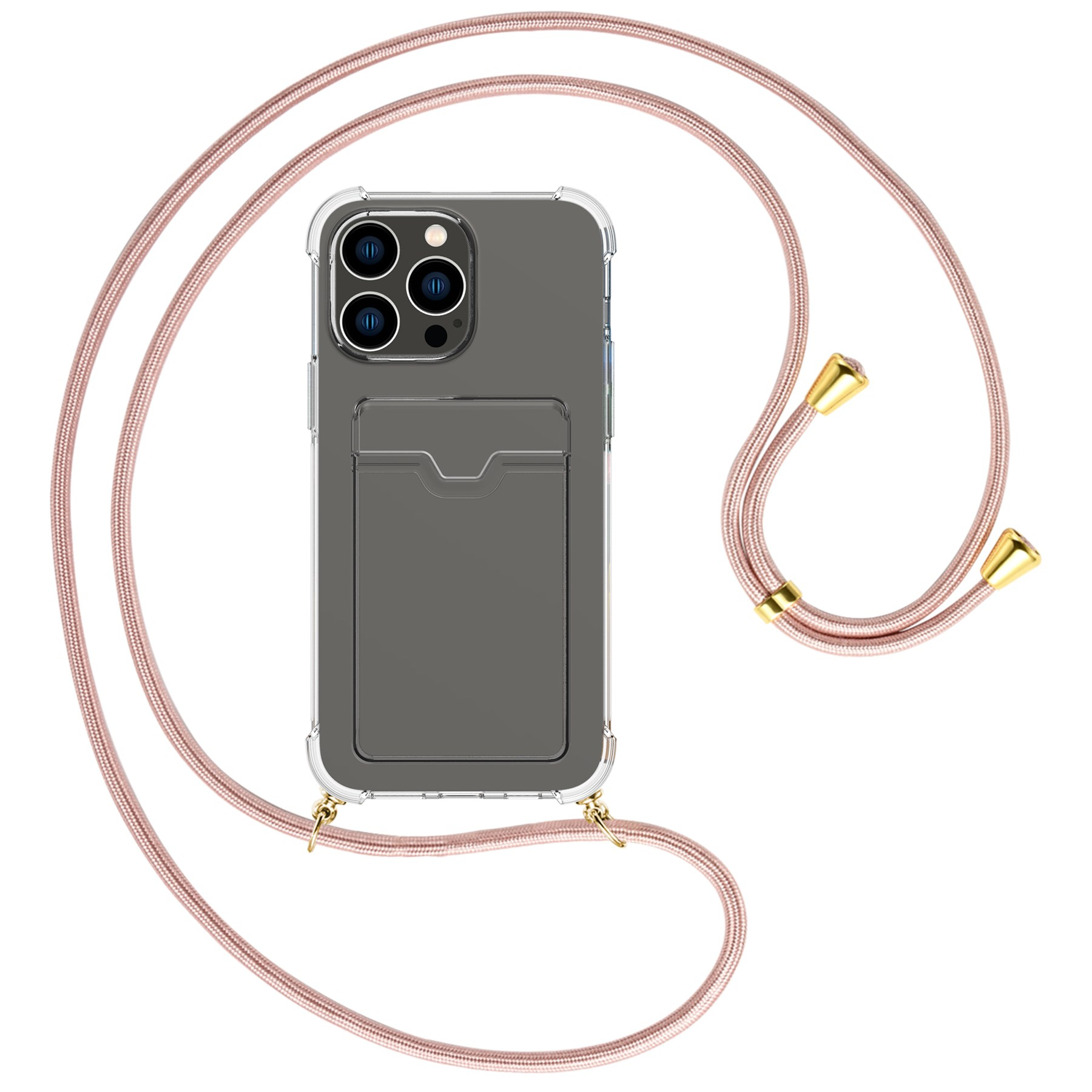 SunYoo Handyhülle Für IPhone 15 Pro Max Mit 6 Kartenfächern & Umhängeband | Brieftaschen-Funktion, Reißverschluss, Ringständer | Weißer Leopard