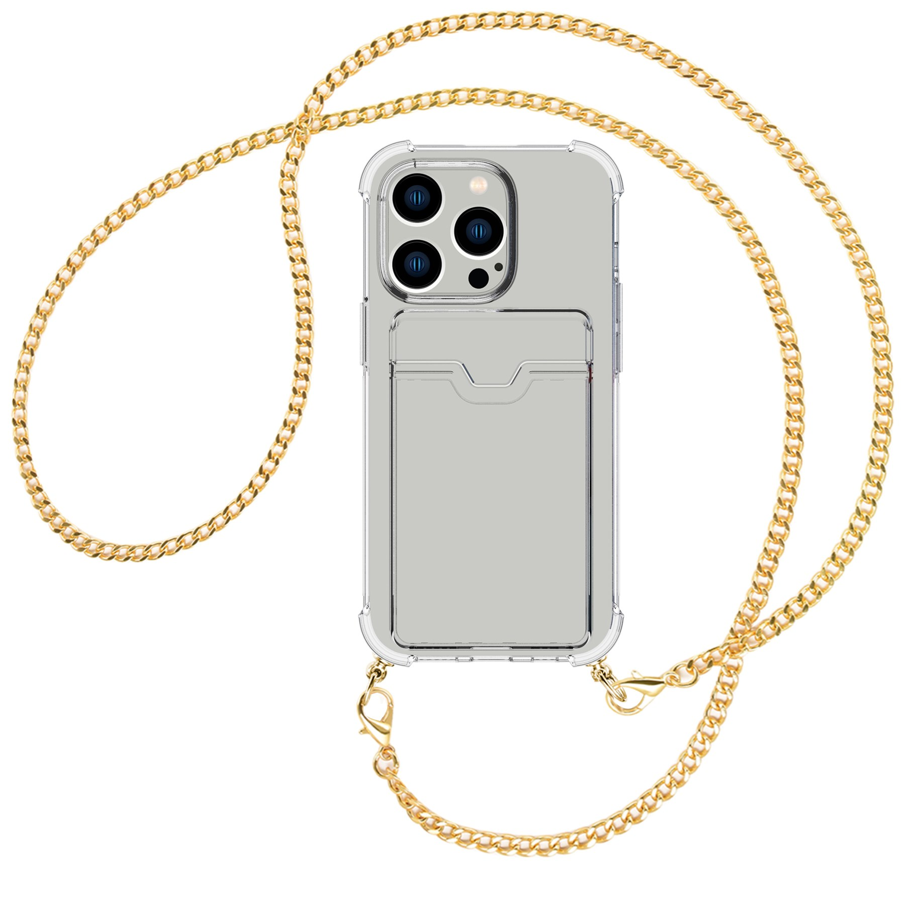Umhängetasche, (gold) Apple, mit iPhone 15 Umhänge-Hülle MORE Kartenfach, Pro, MTB ENERGY Kette