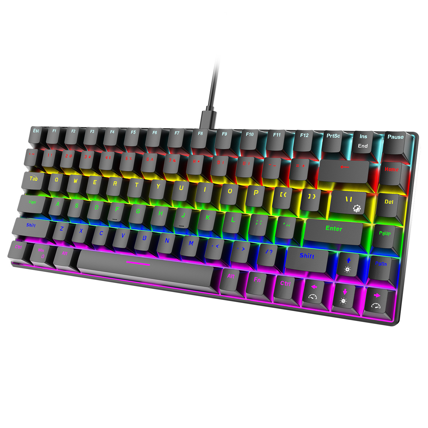 Amerikanische Gaming-Tastatur: Mechanische Mechanisch Tastatur, Bunte 84 Lichter, Tasten, Grüner Schaft, Tastatur, UWOT