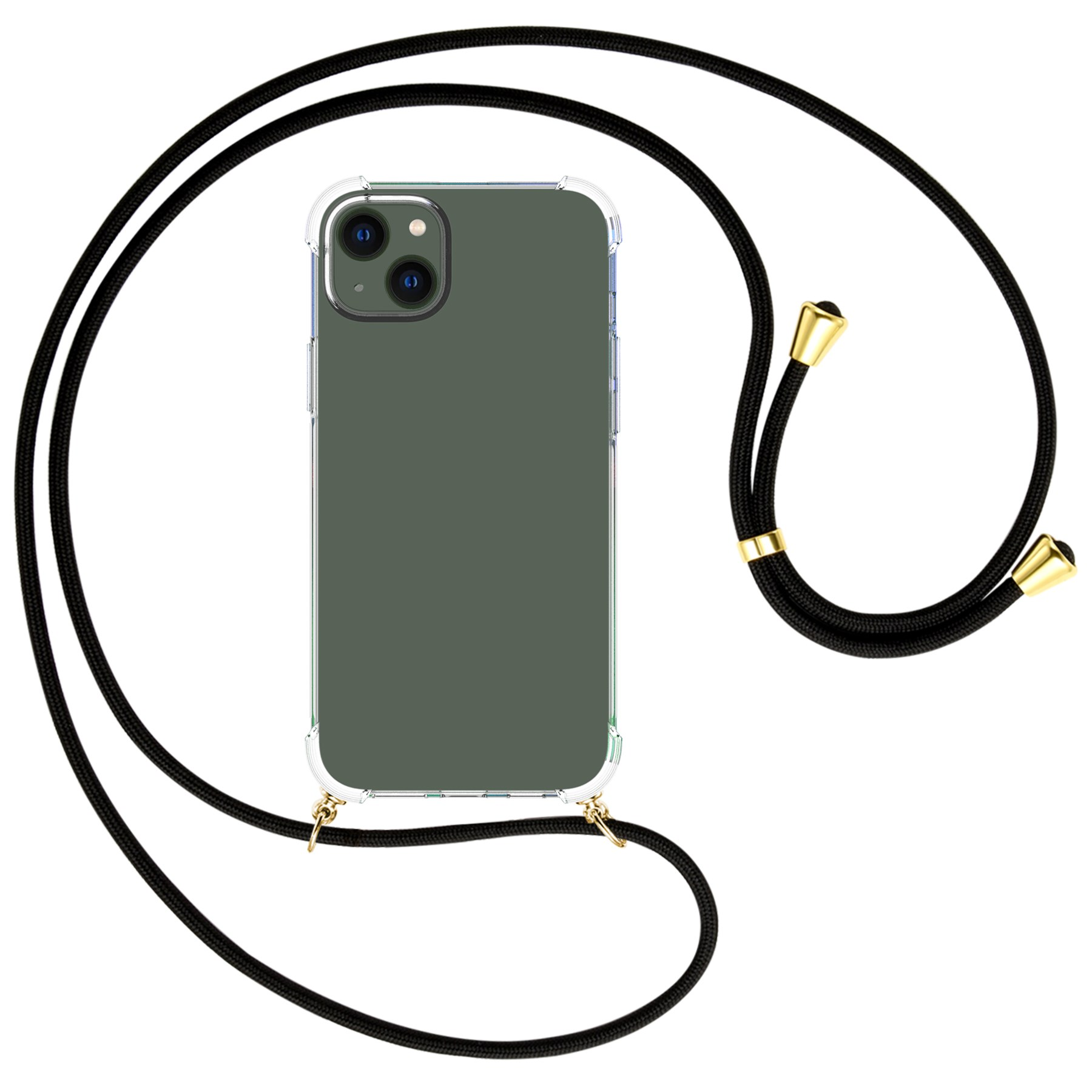 MTB MORE ENERGY Schwarz Umhänge-Hülle gold 15 Kordel, mit Apple, / Umhängetasche, Plus, iPhone