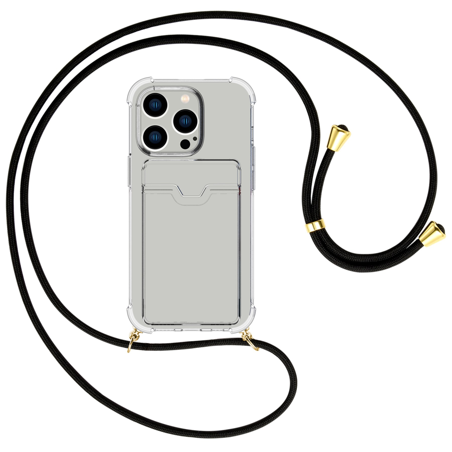 MTB MORE ENERGY Umhänge-Hülle Umhängetasche, / iPhone gold 15 mit Pro, Schwarz Apple, Kartenfach