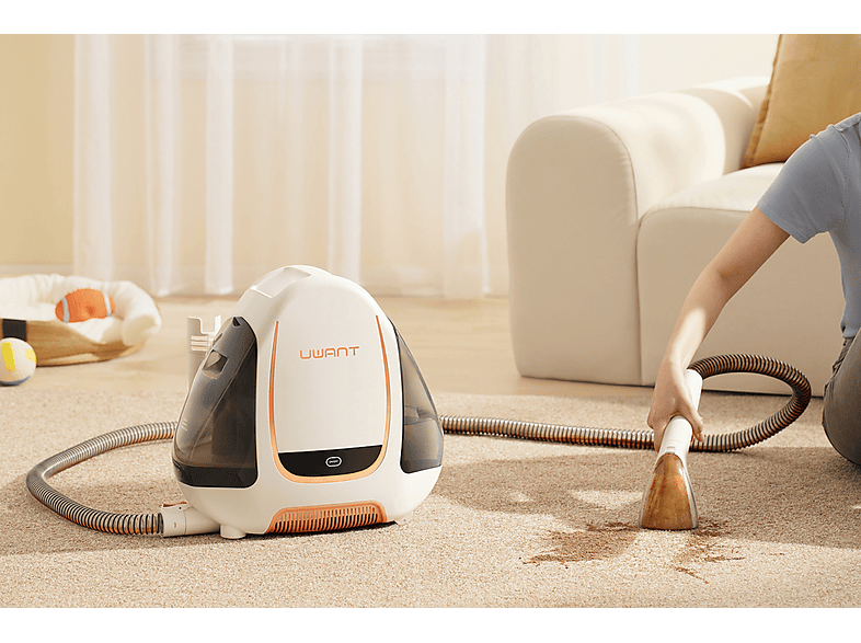 UWANT B100-S Waschsauger, Nasssauger Polsterreiniger, Polsterreiniger für Sofa, Vorleger, Polster, Auto Nass-Trockensauger, Weiß