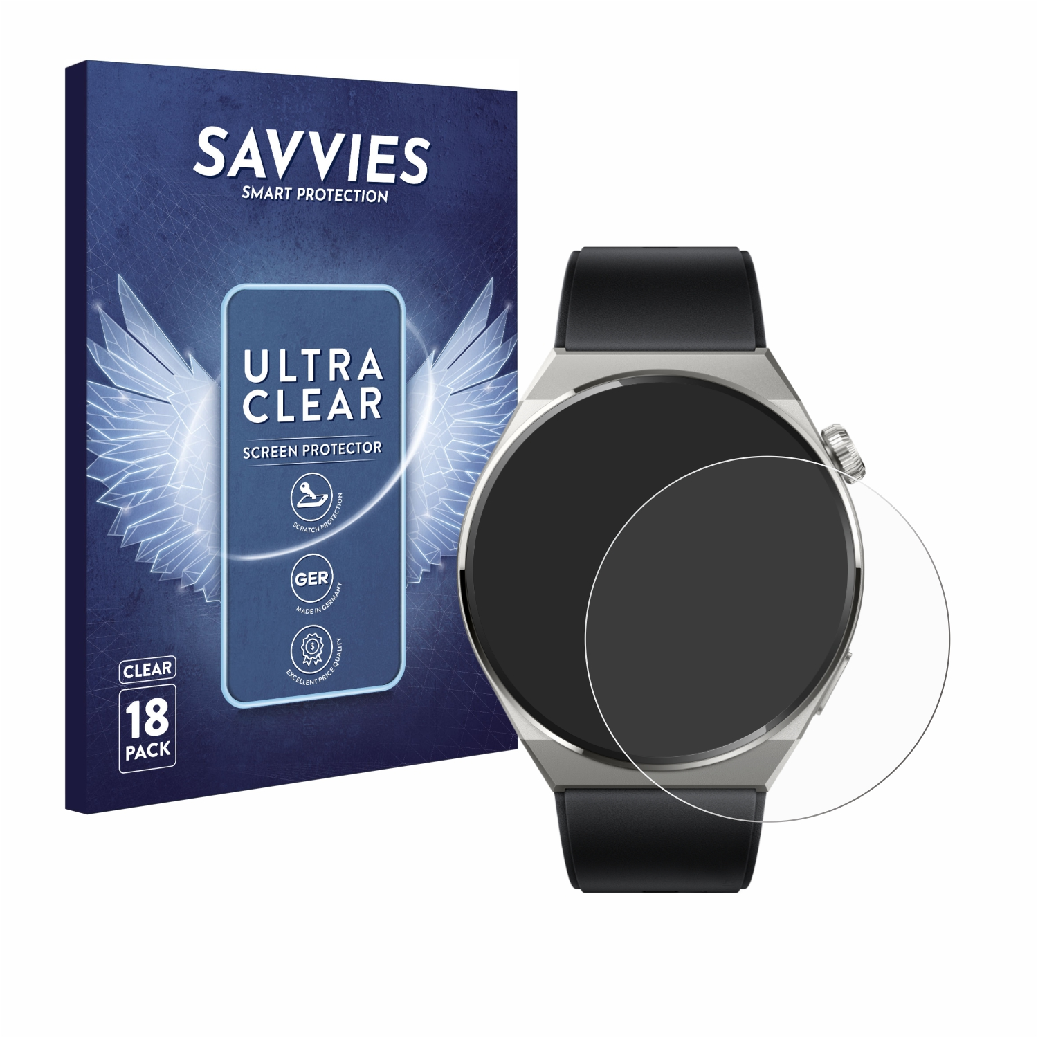 SAVVIES 18x klare 3 Pro (46mm)) Titanium Schutzfolie(für GT Huawei Watch