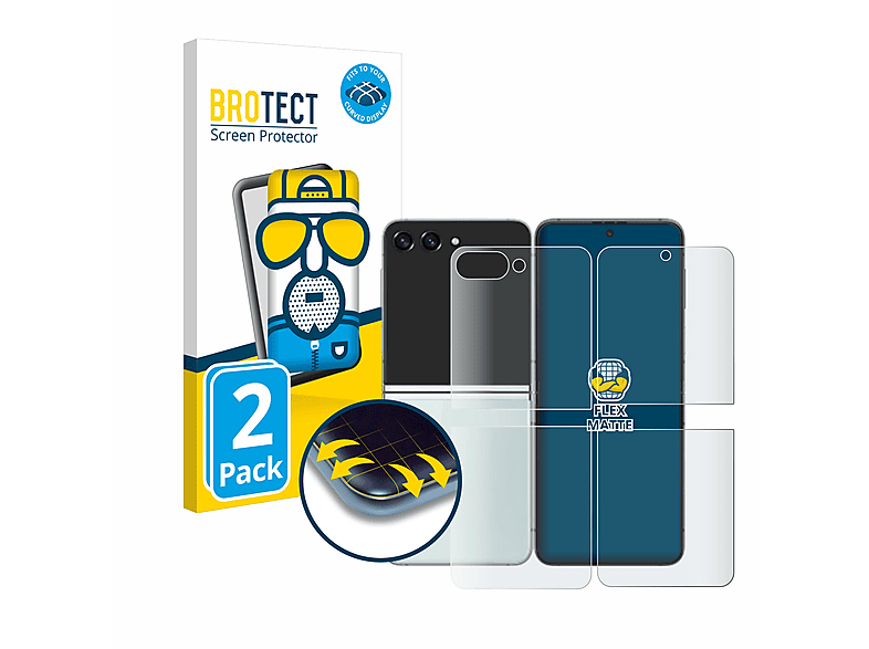 BROTECT 2x Flex matt Full-Cover 3D Curved Schutzfolie(für Samsung Galaxy Z Flip 5)