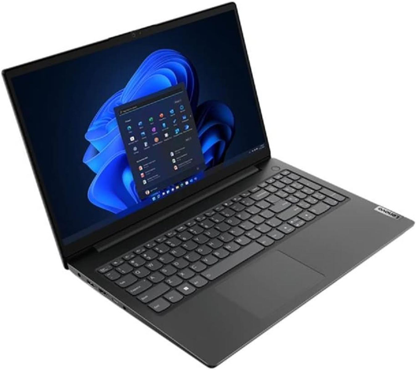Un portátil Lenovo negro con una interfaz de Windows visible.