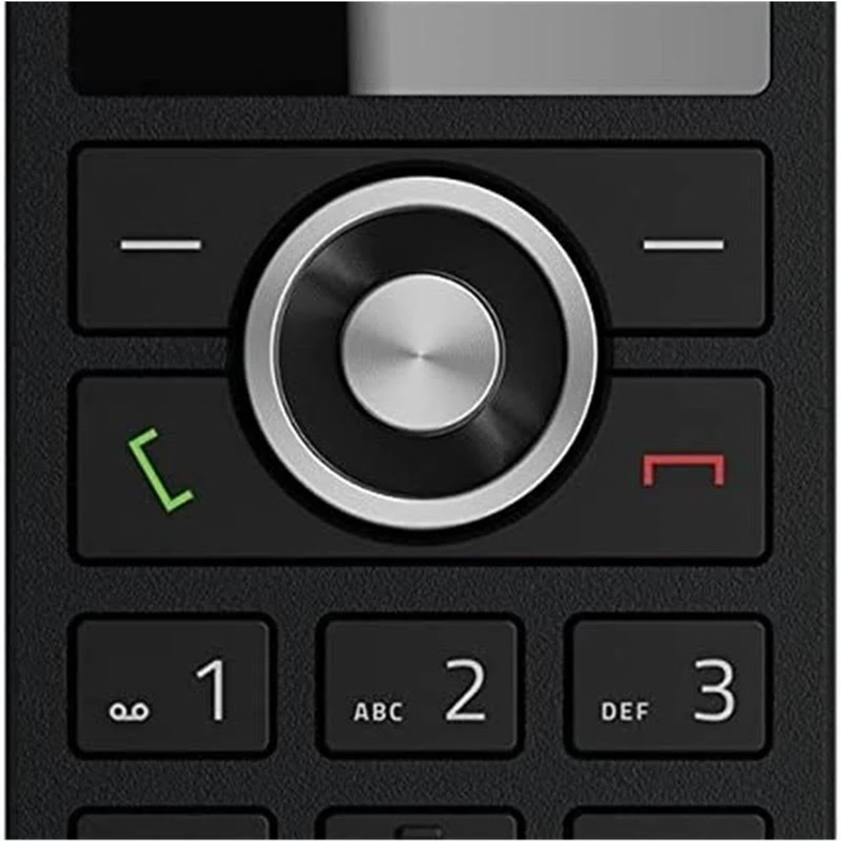 Nahaufnahme einer Telefontastatur mit den Tasten 1, 2, 3 und Symbolen.
