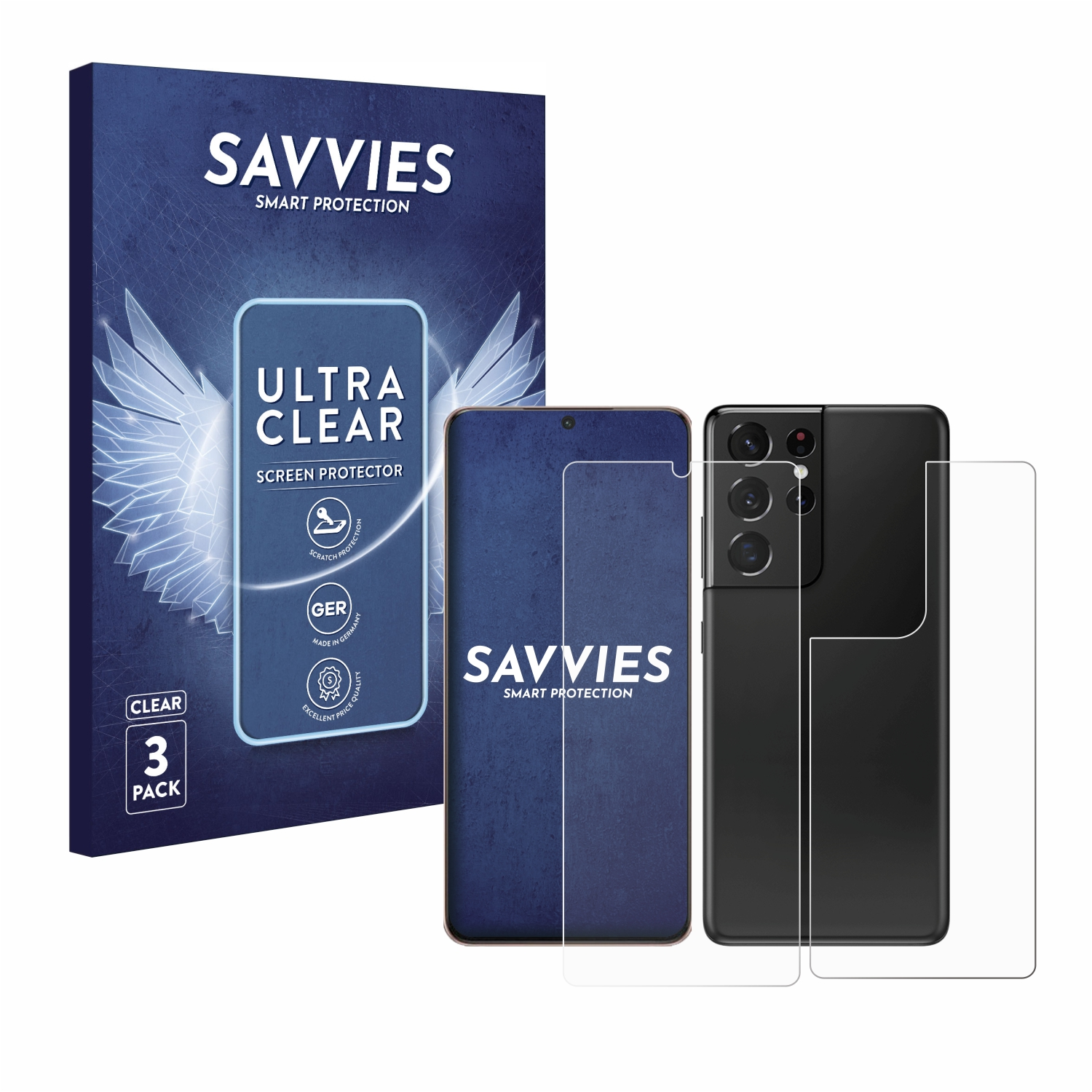 SAVVIES 6x klare Schutzfolie(für Samsung Ultra Galaxy S21 5G)