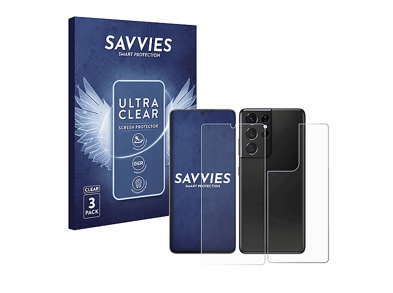 SAVVIES 6x klare Schutzfolie(für Samsung Galaxy S21 Ultra 5G)
