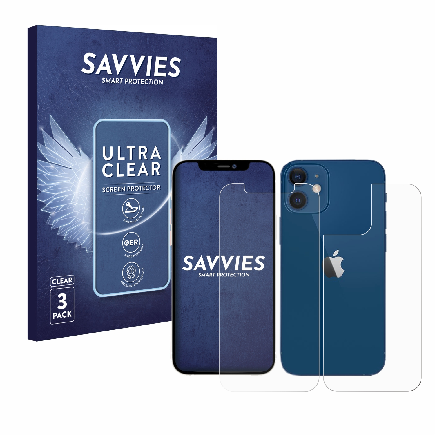 SAVVIES 6x 12) klare iPhone Schutzfolie(für Apple
