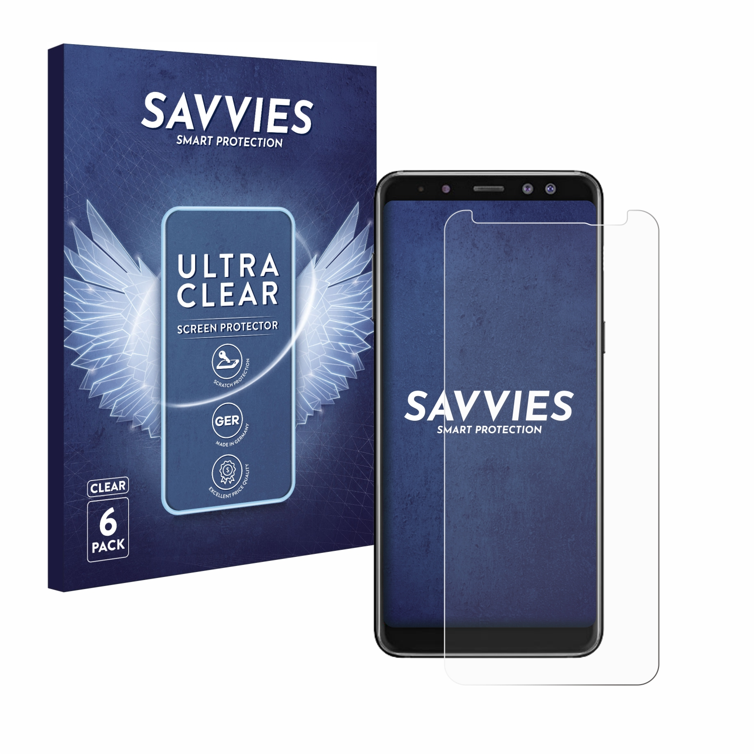 A8 Galaxy klare Samsung 2018) SAVVIES 6x Schutzfolie(für