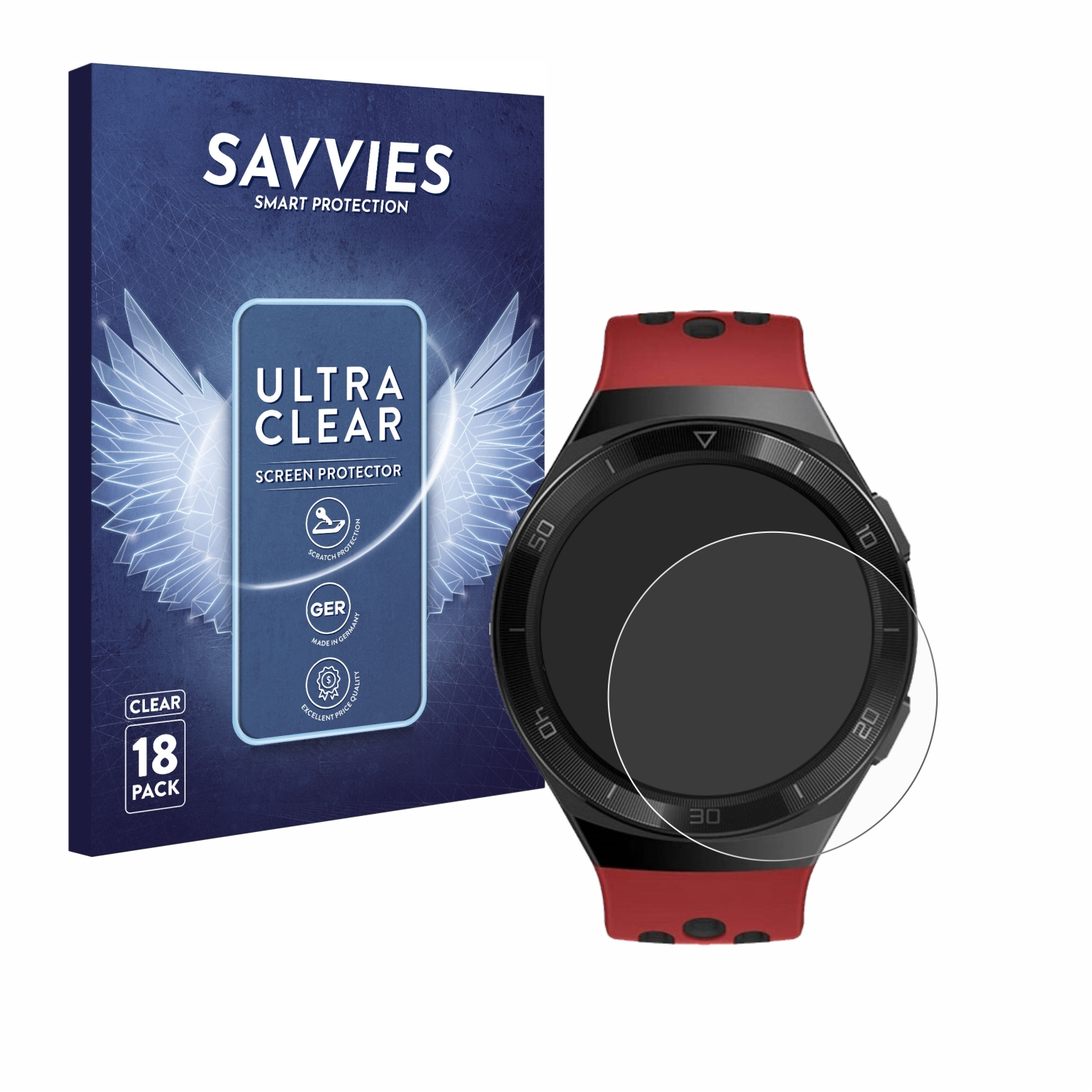 GT Watch SAVVIES klare 2e) Schutzfolie(für 18x Huawei
