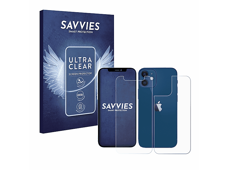 SAVVIES 18x klare Schutzfolie(für Apple iPhone 12 mini)