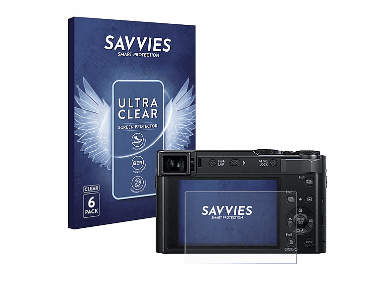 SAVVIES 6x klare Schutzfolie(für Panasonic Lumix DC-TZ202D)