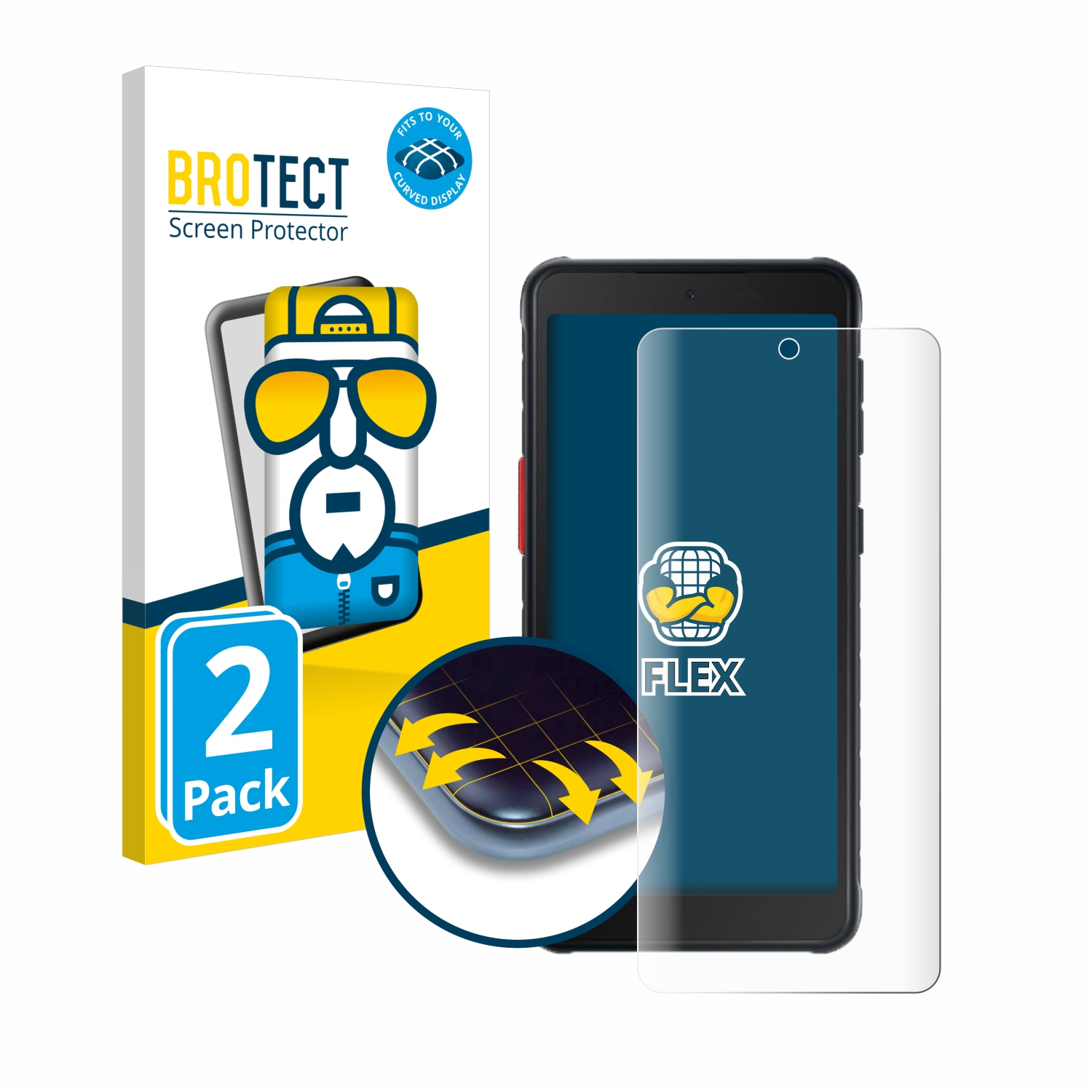 BROTECT 2x Edition) Enterprise Flex Curved Schutzfolie(für Samsung 3D XCover Full-Cover 5 Galaxy