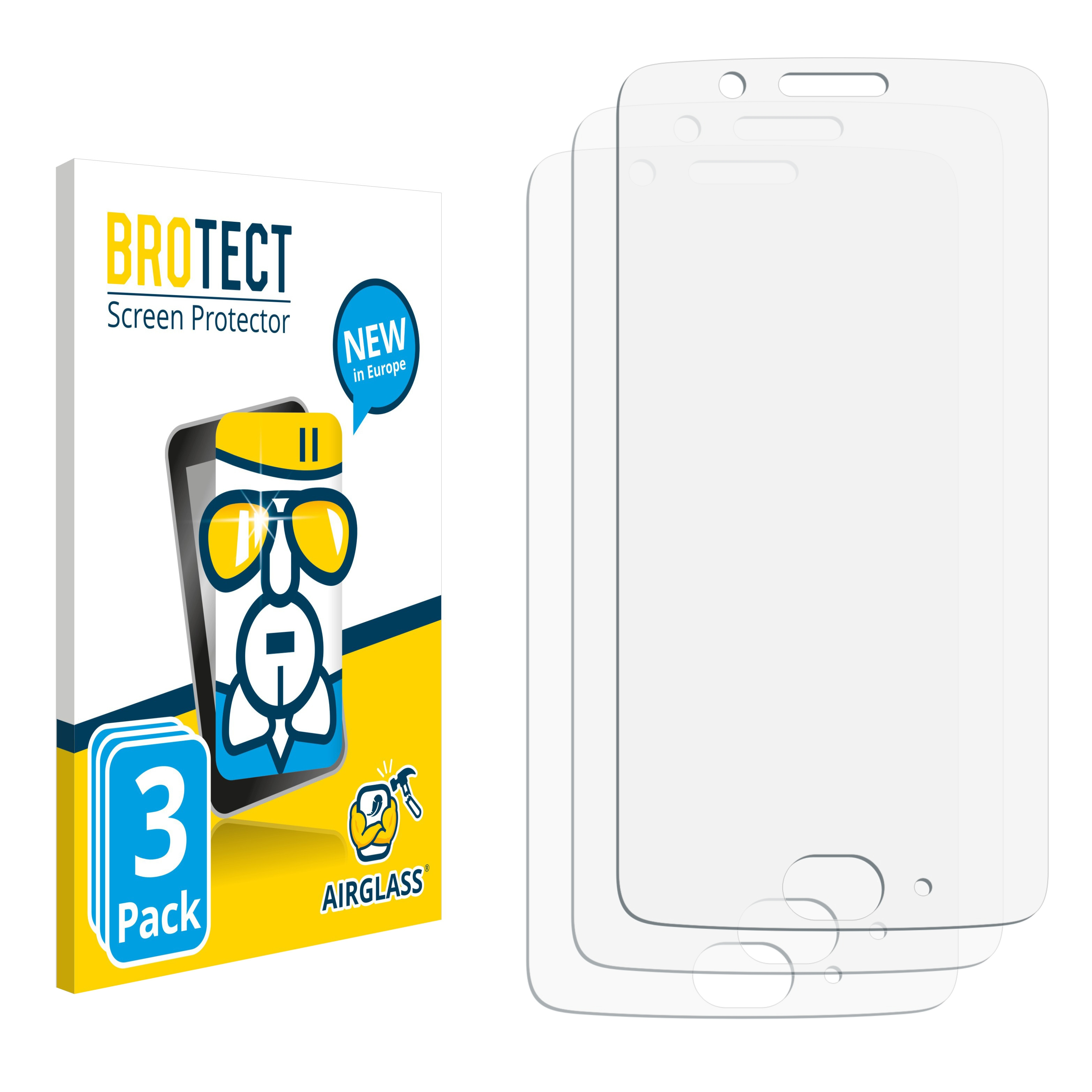 BROTECT 3x Airglass klare Schutzfolie(für Moto Motorola G5)