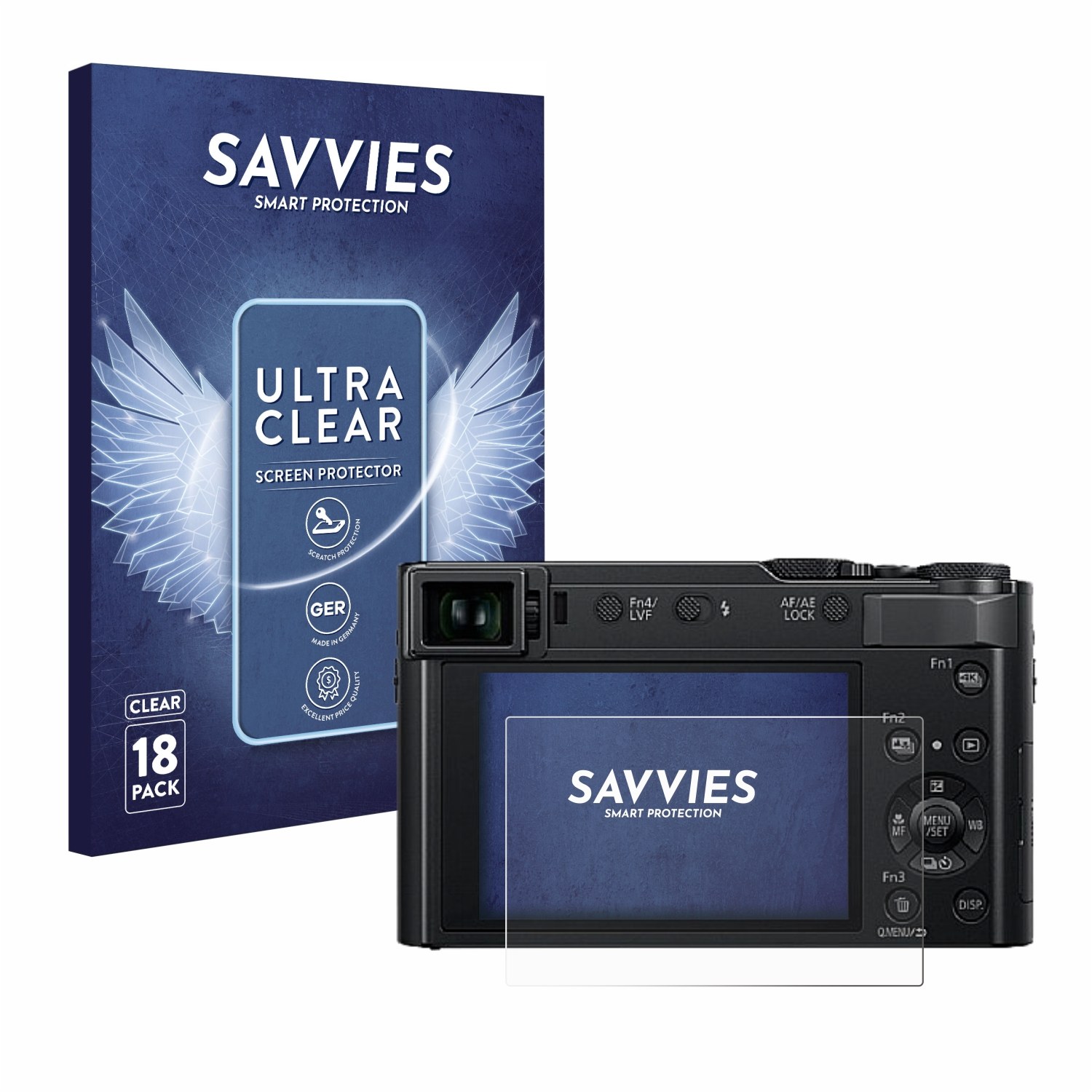 SAVVIES 18x klare Schutzfolie(für DC-TZ202D) Panasonic Lumix