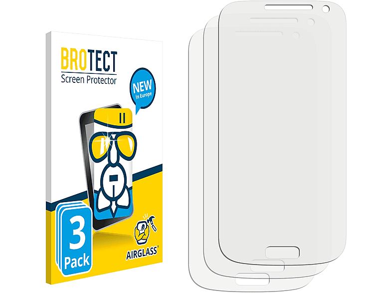 BROTECT 3x Airglass Samsung klare S4 Schutzfolie(für Galaxy I9192) Mini Dual