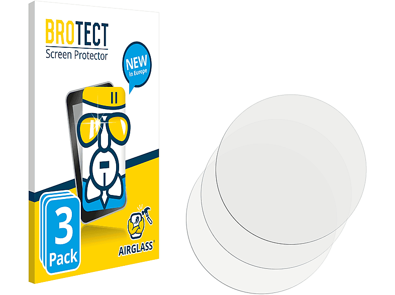 BROTECT 3x Airglass klare Schutzfolie(für Universal Kreisrunde Displays (ø: 38.5 mm))