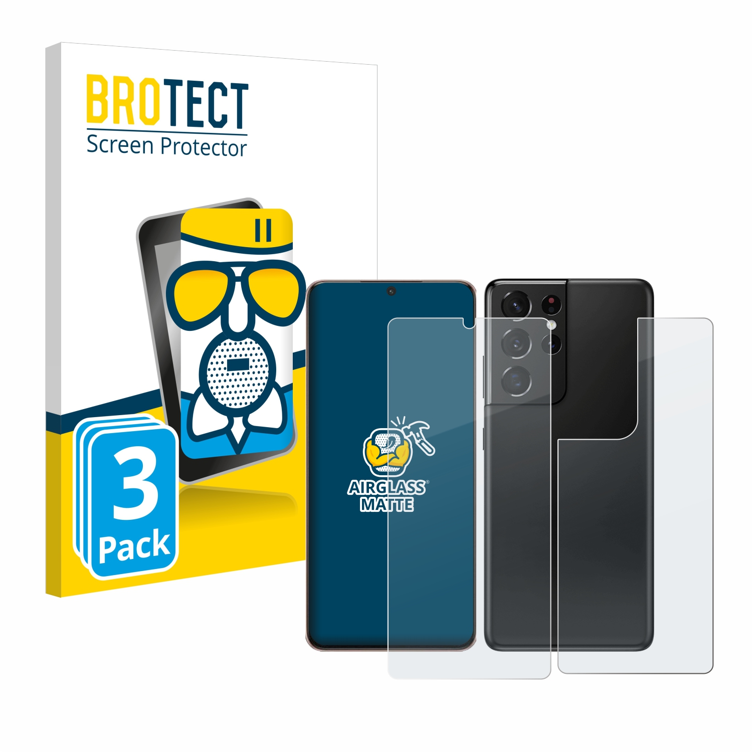 BROTECT 3x Airglass matte S21 Ultra Schutzfolie(für 5G) Galaxy Samsung