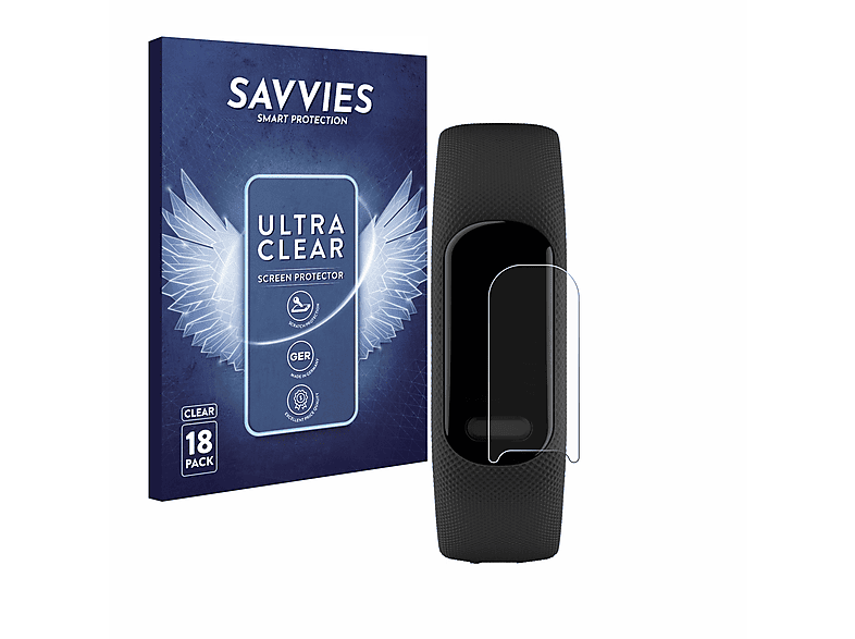 SAVVIES 18x klare Schutzfolie (für Garmin Vivosmart 5)